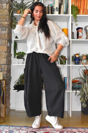 Arbi Needlecord Relaxed Barrel Pant Charcoal